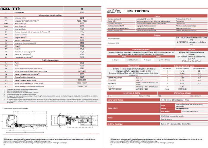 Fiche technique et prix tarifs M21 TTh