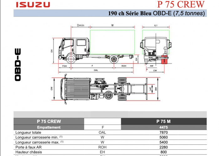 Catalogue Isuzu P75 CREW 190cv